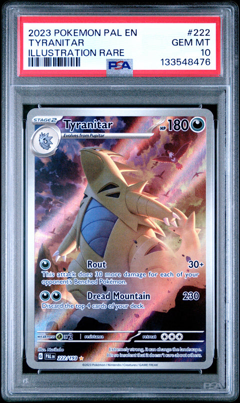 (EN) PSA 10 2023 POKEMON PALDEA EVOLVED 222 TYRANITAR ILLUSTRATION RARE