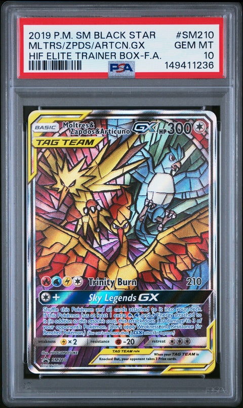 (EN) PSA 10 2019 POKEMON SM BLACK STAR PROMO | #SM210 FULL ART/MOLTRES & ZAPDOS & ARTICUNO GX